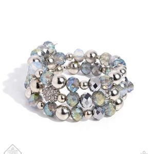 Paparazzi Silver Blue Multi-Strand Bracelet Ignited Independence Wrap Jewelry